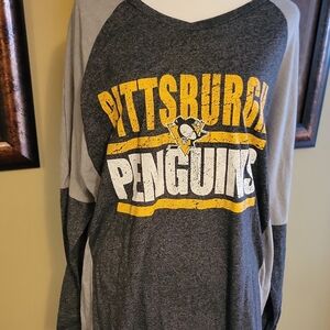 Fanatics Dark Gray and Yellow Penguins Long Sleeve Shirt